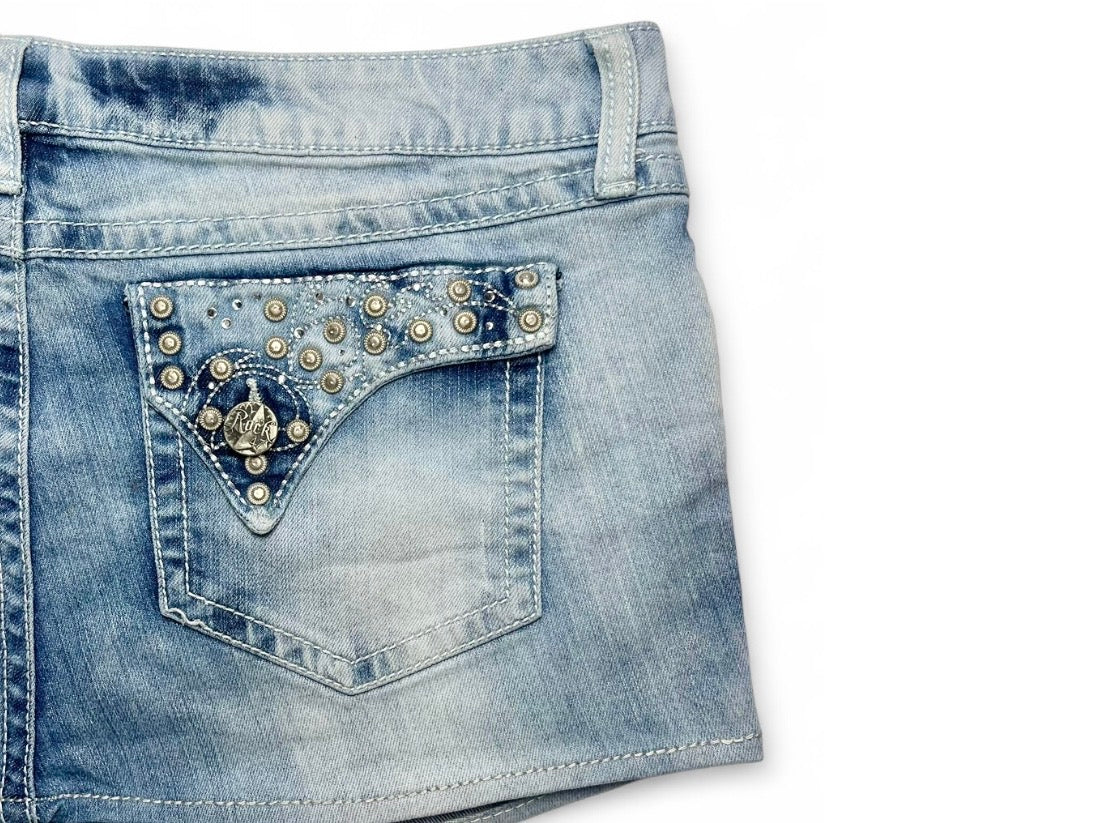 Light Wash Rock Denim Mini Skirt ♡