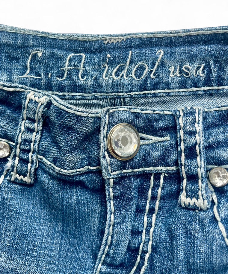 Sparkly Embellished Denim Mini Skirt - Sold ♡