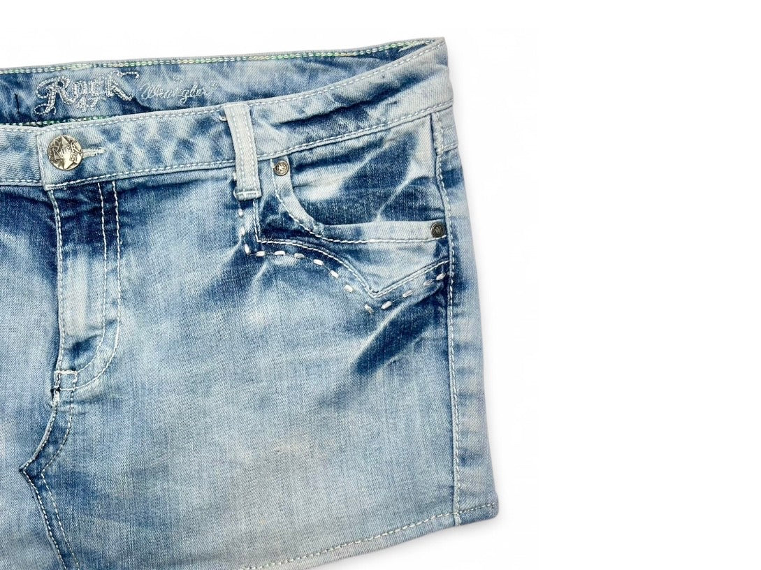 Light Wash Rock Denim Mini Skirt ♡