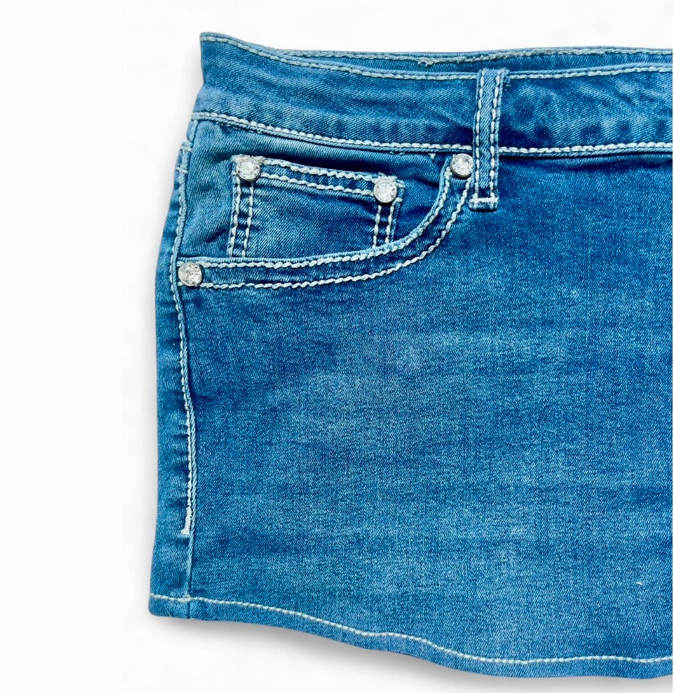 Sparkly Back Pocket Denim Mini Skirt ♡