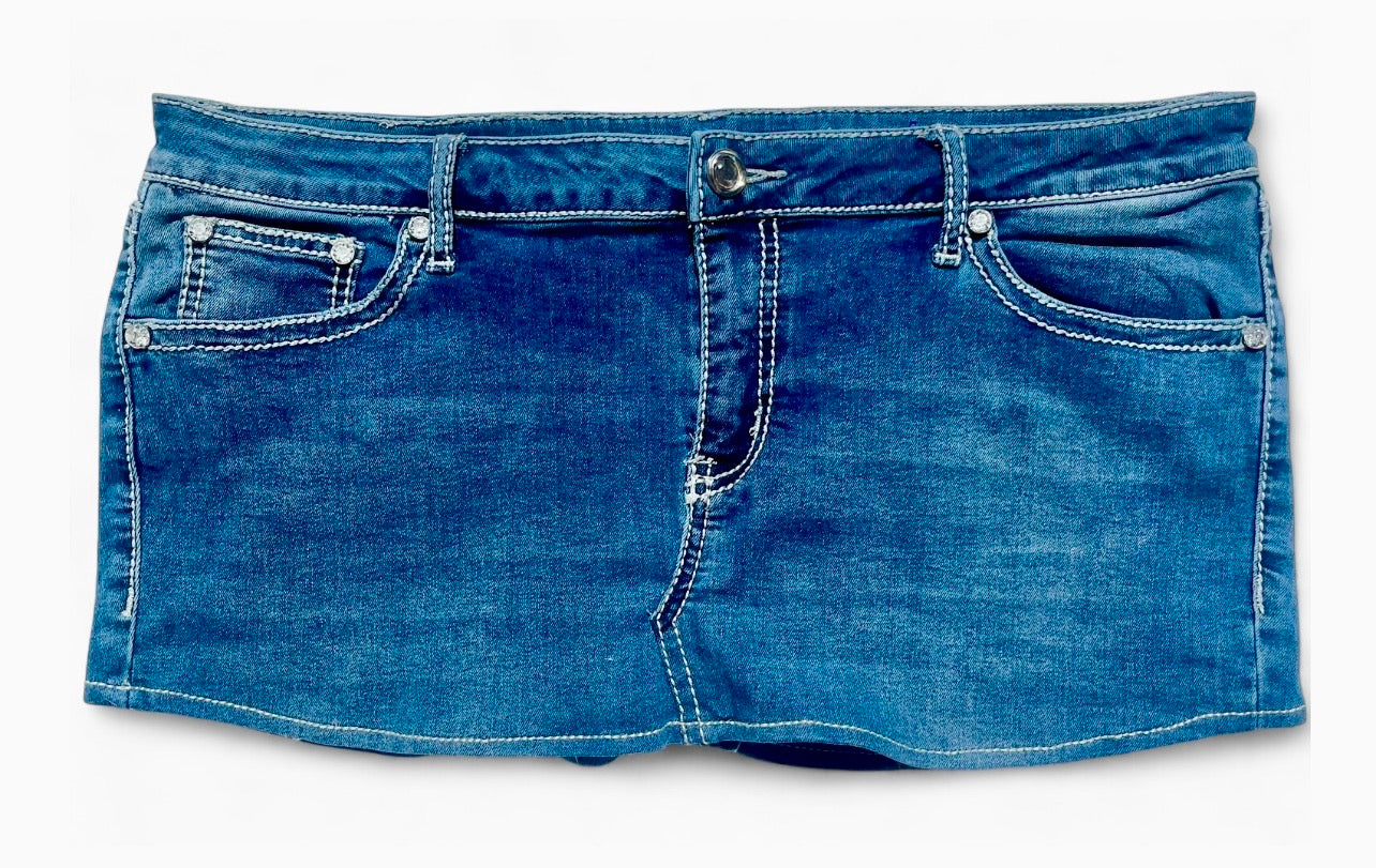 Sparkly Back Pocket Denim Mini Skirt ♡