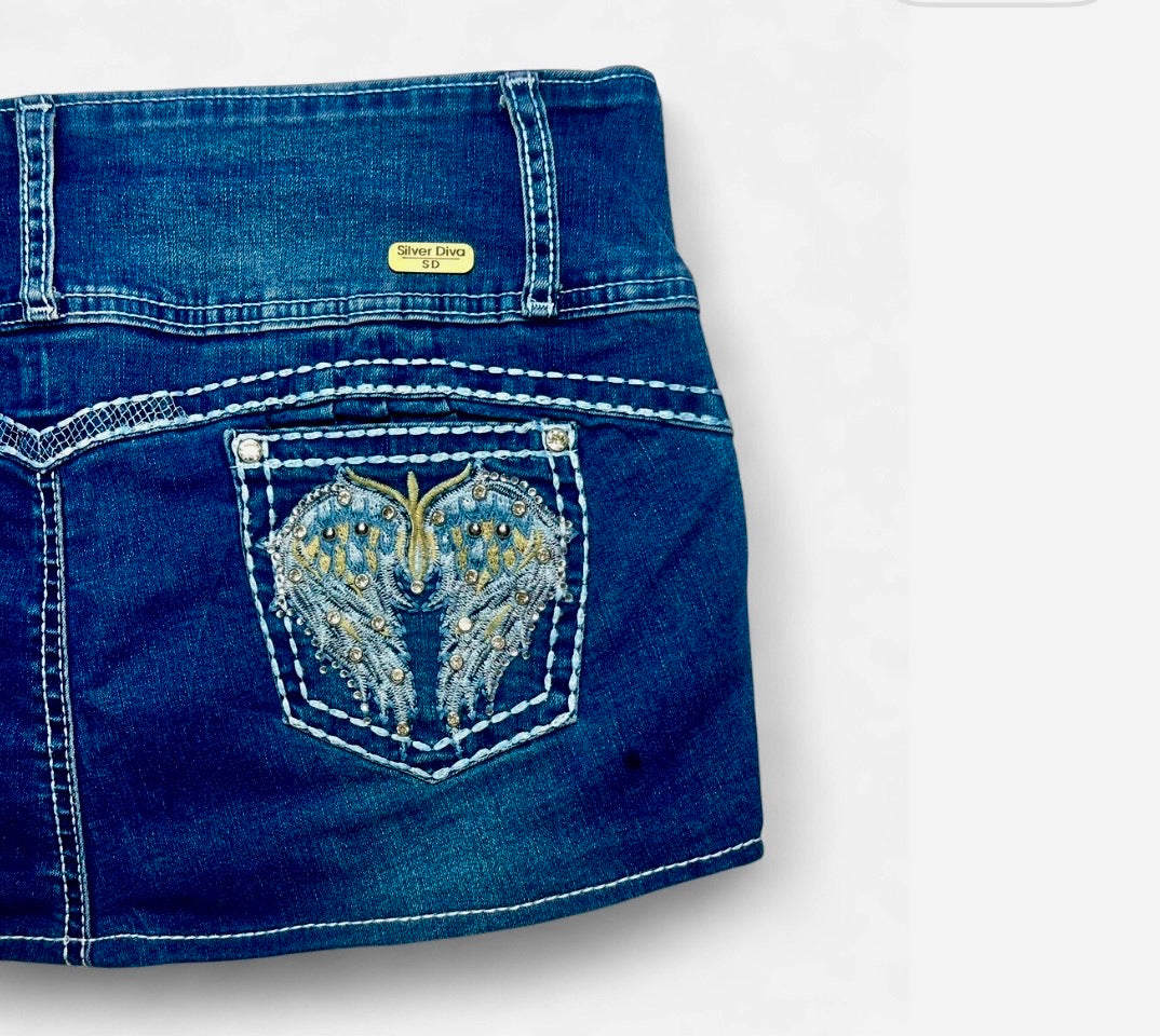 Angel Heart Denim Mini Skirt ♡