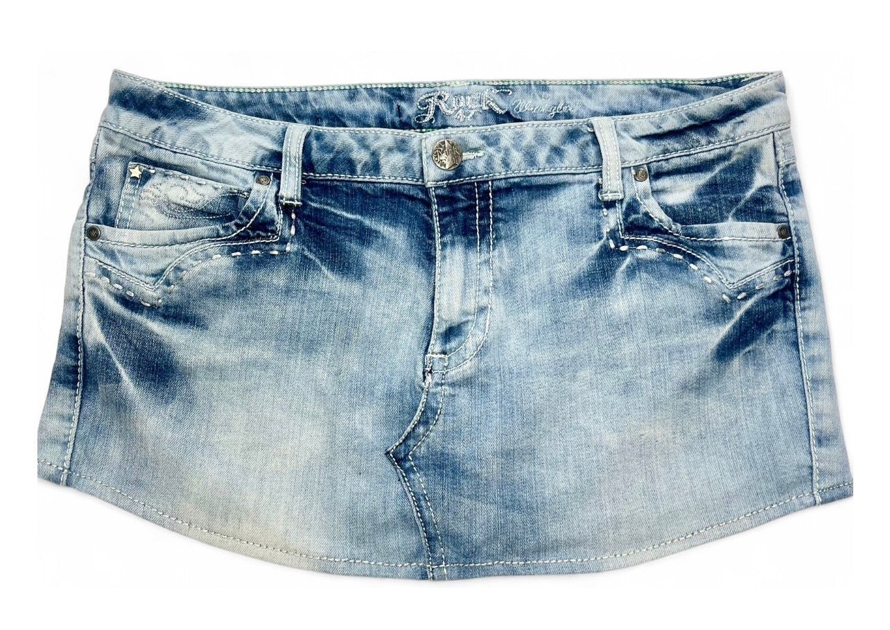 Light Wash Rock Denim Mini Skirt ♡