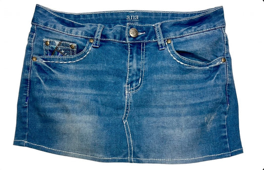 Vintage Y2K Denim Mini Skirt - Blue Cross Embroidery | SophsKloset