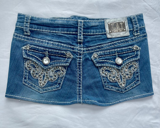 Vintage LA Idol Embellished Y2K Denim Mini Skirt