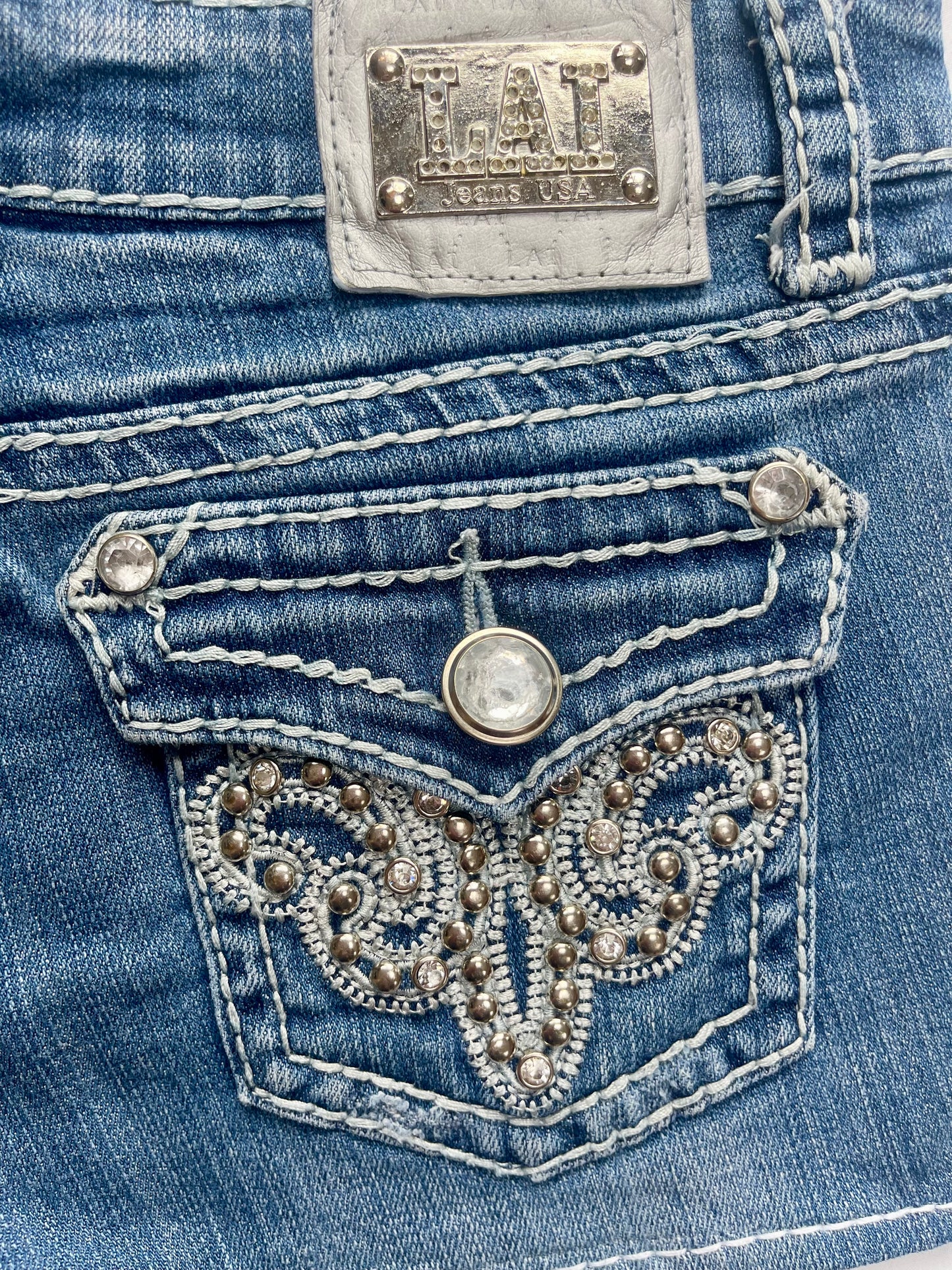 Vintage LA Idol Embellished Y2K Denim Mini Skirt