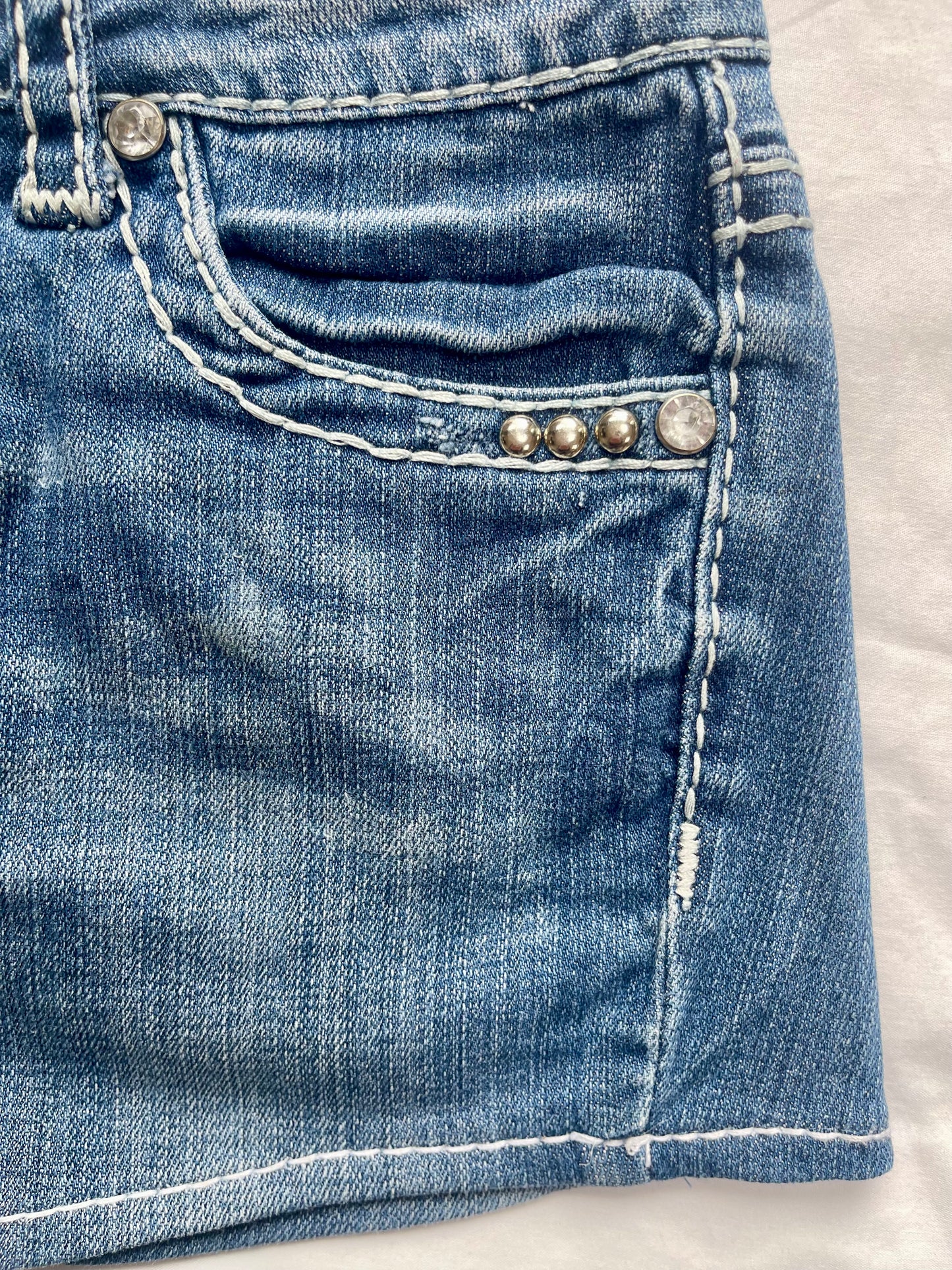 Vintage LA Idol Embellished Y2K Denim Mini Skirt