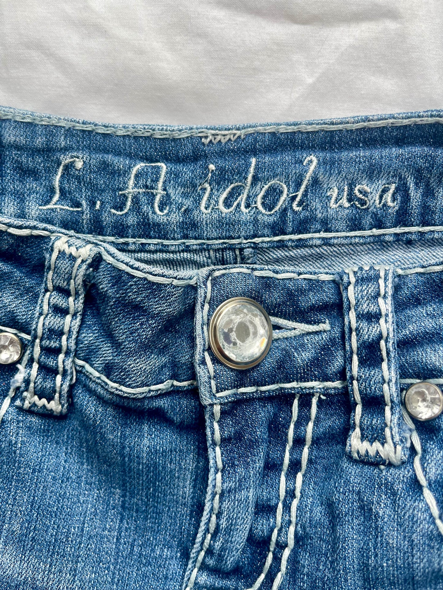 Vintage LA Idol Embellished Y2K Denim Mini Skirt